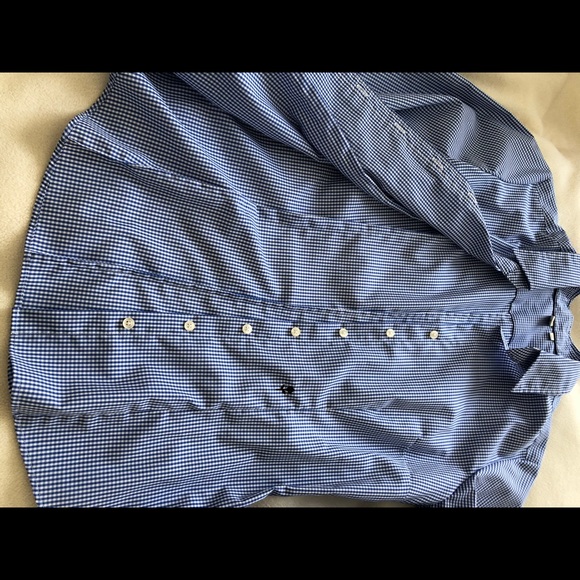 Blouse (tailored) blue and white chequered. Long sleeve blouse worn. - Picture 2 of 5